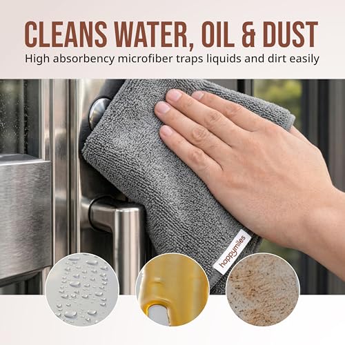 Image of Microfiber Cloth (Pack of 6) - 20x30 cms - 400 GSM | Thick Lint & Streak-Free Multipurpose Cloths - Automotive Microfibre Towels for Car, Bike Cleaning, Washing & Detailing (Grey)