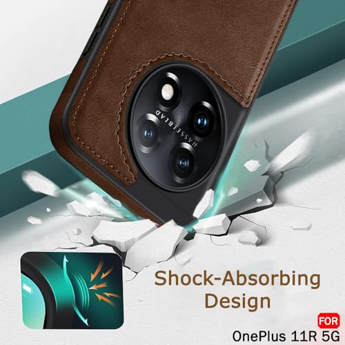Image of TheGiftKart Genuine Leather Finish Back Cover Case for OnePlus 11R 5G|Shockproof Design|Raised Edges for Camera & Screen Protection|Stunning Minimalist Design Back Cover for OnePlus 11R (Brown)