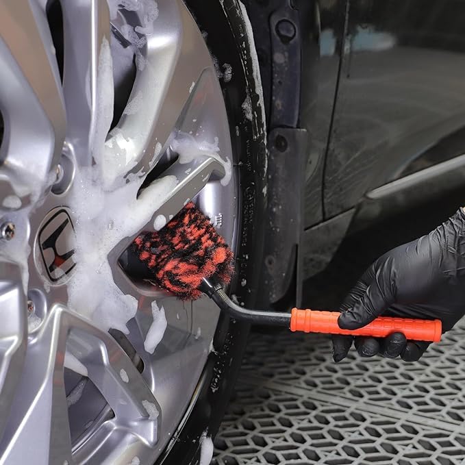 SPTA Spazzola Cerchi Auto, 2 Pezzi Lana Sintetica per Cerchioni Auto, Spazzola Pulisci Cerchioni Auto, Cura ottimale dei Cerchioni Senza Graffi, per Pulizia per Tutti i Tipi di Cerchioni