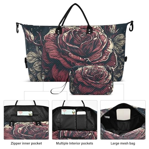 Large Travel Duffel Bag, Red Penoy Gothic Sport Tote Gym Bag, Shoulder Weekender Overnight Bag for Women Men, Carry On Luggage with Toiletry Bag2