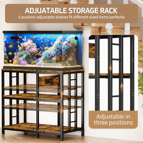 Reinforced 40-50 Gallon Aquarium Stand with Power Outlet, Ultra-Stable 720LBS Capacity Metal Fish, Tank Stand for Reptile/Aquatic Setups, 5-Tier Adjustable 37"x19" Steel Shelving System - Image 5