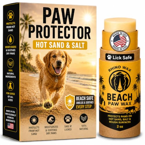 Rhino Wax - Dog Paw Beach Wax 2oz - Protects Against Sharp Rocks Hot Sand Glass Coral or Other Hazards at Beaches - Moisturizes and Improves Elasticity - Lick Safe - Natural Ingredients - USA Made