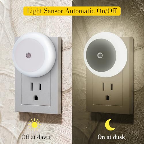 Image of KINUR 6 Pack Night Light, LED Night Lights Plug into wall with Dusk to Dawn sensors, Plug in Night Lights for Kids Room, Bedroom, Bathroom, Baby Nursery,Stair Lights, Hallway Light, Daylight