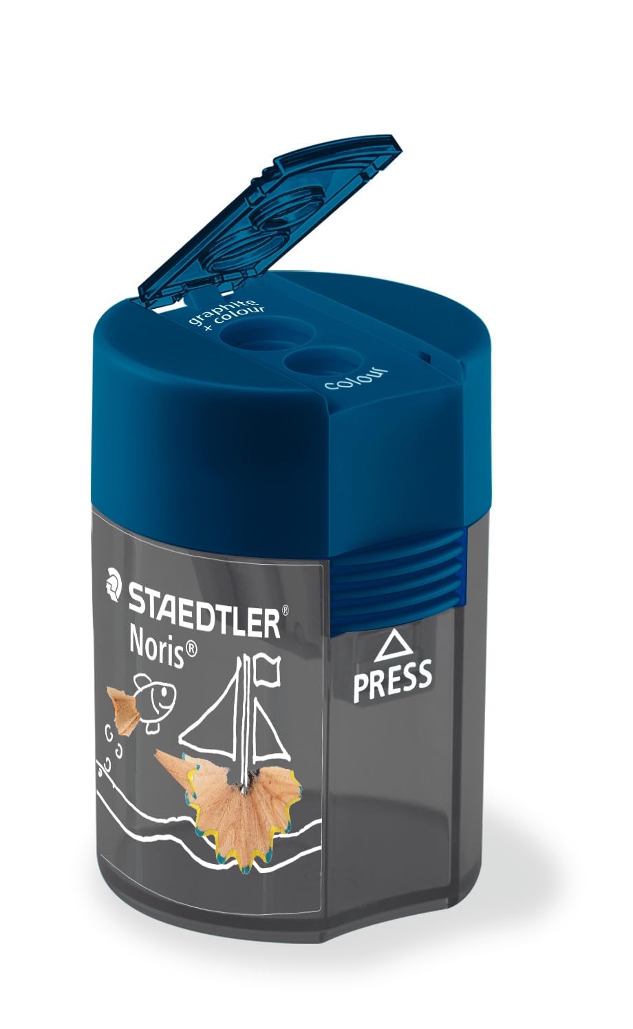 STAEDTLER Pencil Sharpener Double-Hole Tub for Graphite & Colouring Pencils - Noris - Ocean Design - Pack of 1, 512 003BK - Image 3