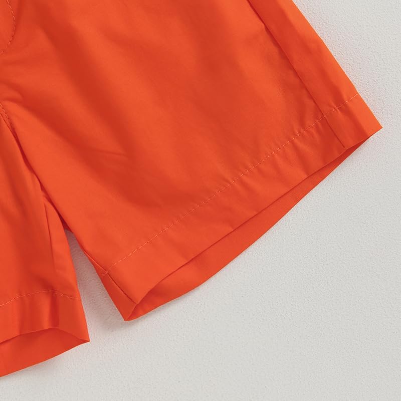 Toddler Baby Boy Halloween Outfit Pumpkin Head Short Sleeve Shirt Halloween Clothing Summer Orange Shorts Set - Image 6