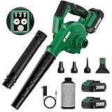【100m/sを超える最強暴風】KIMO ブロワー 強力 洗車 ブロアー 充電式 エアダスター エアーブロー 延長チューブ付き 2.0Ahバッテリ一2個搭載 コードレスブロワー 風量調整可能 吹き飛ばしと集塵1台2役 空気入れ/空気吸引機能 落ち葉 庭掃除 エアーダスター 電動ブロアー 集塵ブロワー ぶろわー バキューム 掃除機 集塵機 小型 ノズル3個 ダストバッグ1個 QM-6304