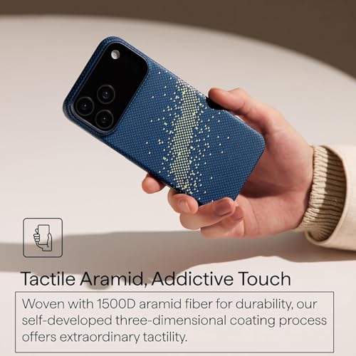 Image of Pitaka Thin Light iPhone 17 Pro 6.3 inch Case Cover with Camera Control Button, MagSafe Compatible, Ultra-Slim Case with Caseless Touch Feeling, 600D Aramid Fiber Woven (Milky Way Galaxy)