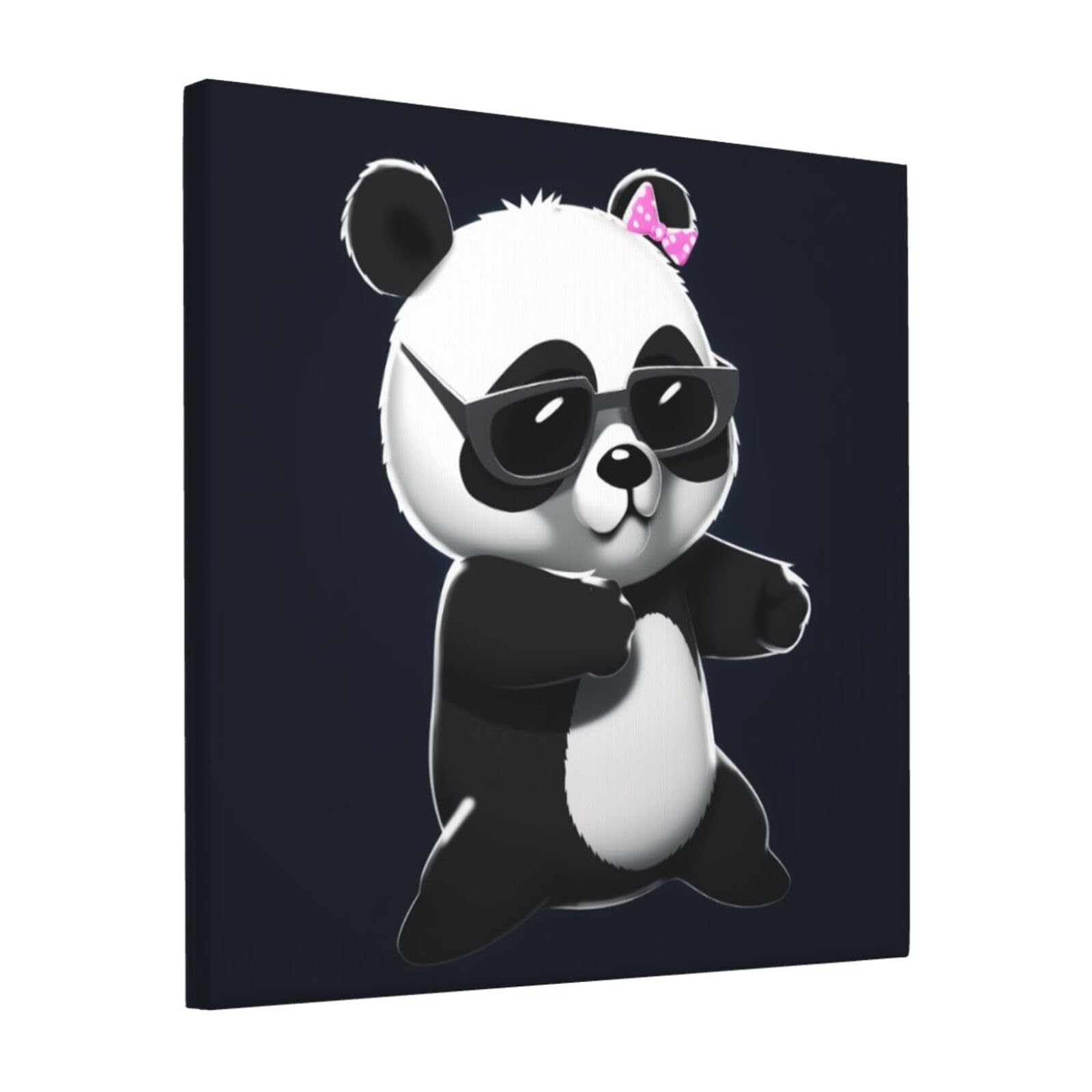FodPand Cool Panda Canvas Wall Art for Living Room Wall Decor 12"x12" Modern Artwork Painting Pictures Hanging Canvas Prints Aesthetic Wall Art for Bedroom Bathroom Office Wallart Decor