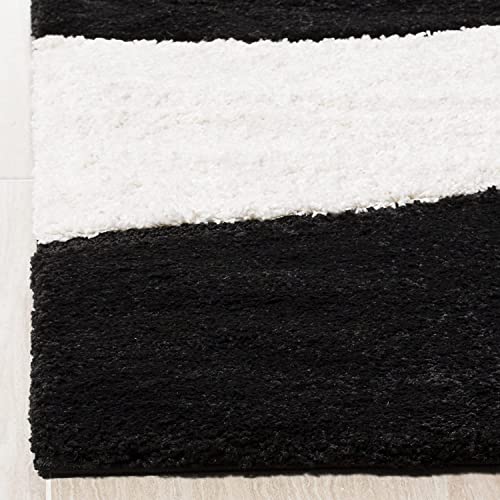 Image of Super Ultra Modern Soft Shaggy Handcrafted Anti-Skid Silk Touch Carpet, Size 5x8 Feet, Color Black