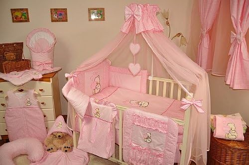 MDSS Stunning Baby Cot/Cot Bed Canopy Drape/Big 485cm - Pink - With Free Standing Holder