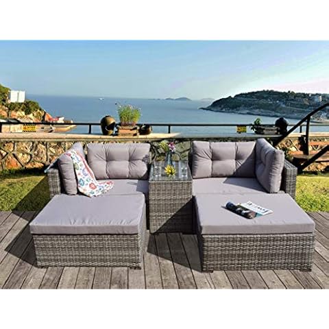 Grey Rattan Conservatory Garden Sofa Set Cover