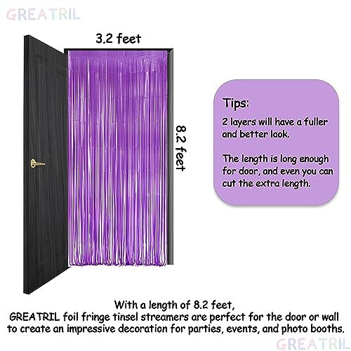 Image of Purple Tinsel Fringe Party Backdrop - GREATRIL Party Streamers for Lavender /Mermaid /Butterfly /Fairy Birthdays Party Decorations - 3.2ft X 8.2ft - 2 Packs