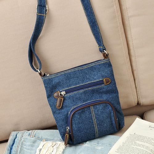 Women Small Crossbody Purse Multi Pocket Denim Shoulder Bag Mini Jean Backpack Cell Phone Purse (Blue, One Size)3