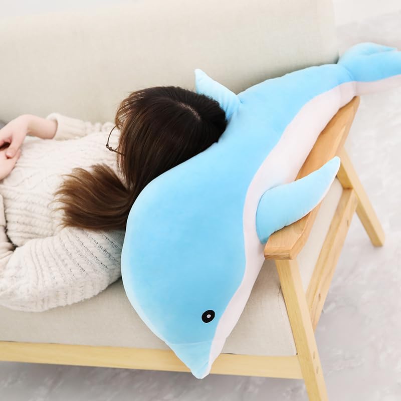 Kawaii Morbido Delfino Peluche Giocattoli Delfino Abbraccio Cuscino Peluche Animale Farcito Bambola Cuscino Per Bambini/Ragazze/Coppie Regalo Rosa 120 cm