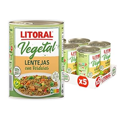 LITORAL Vegetal Lentejas con Verduras - Plato Preparado Sin Gluten - Pack de 10x425g - Total: 4 25kg