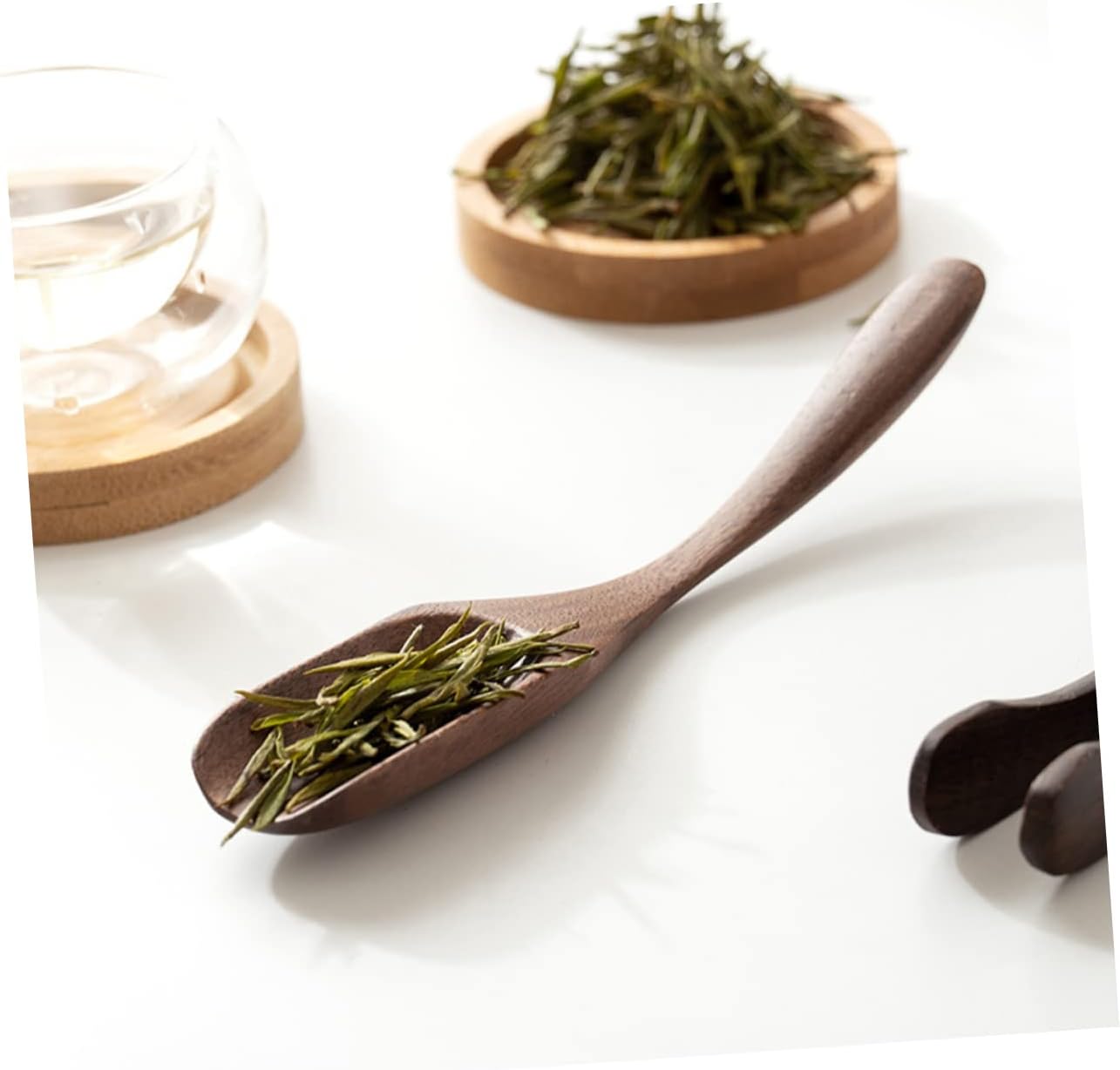 Flat End Tea Spoon Wooden for Food Loose Tea Scoops Kitchen Bean Scoop Tool