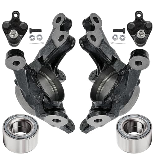Image of Detroit Axle - 6pc Front Loaded Knuckles Kit for 2009-2019 Toyota Corolla 2009-2013 Matrix, 2 Steering Knuckles 2 Press Wheel Bearings 2 Lower Ball Joints 2010 2011 2012 Replacement