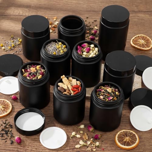 Image of Norme 24 Pcs 4 oz Glass Jars with Lids Cosmetic Jars, Frosted Black