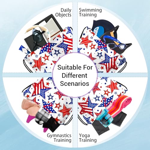 Image of USA Flag Stars Grip Bag for Gymnast Adjustable Gym String Storage Pouch Patriotic Small Bag