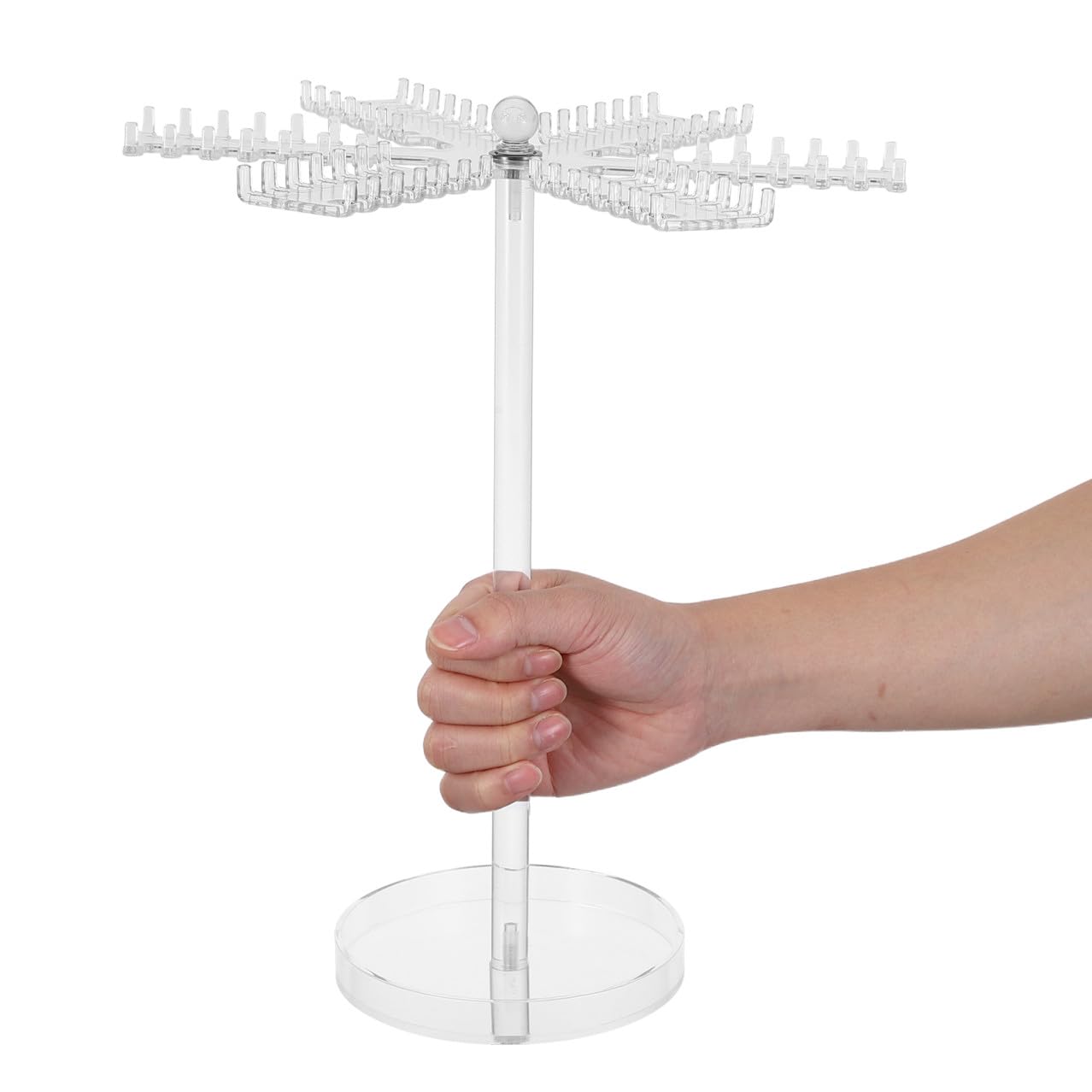 Hohopeti Drehbarer Schmuckständer aus Transparentem Acryl 29,5X26,9X13cm Halsketten und Armbandhalter mit 360°-Display für Damen Schmuckorganizer für Schreibtisch und Kommode