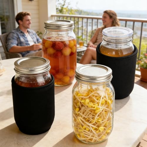Fangssiy Fundas Para Frascos De Conserva | 4 Piezas de Cubierta Aislante,Protector que Bloquea la Luz para Tarros de Conserva,Para Recipientes De 710 Ml Y 950 Ml Para Germinación Hidroponía Bebida - imagen 9