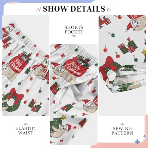 ZZXXB Merry Christmas Sloth Gift Boys Long Pants Soft Trousers Elastic Waist Kids Lounge Bottoms with Pockets S-XL4