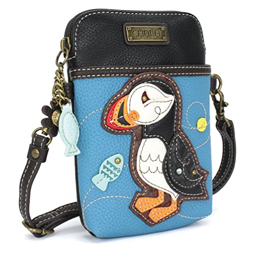 Image of CHALA Bird Collection Cell Phone Crossbody Purse-Women PU Leather /Canvas Multicolor Handbag with Adjustable Strap