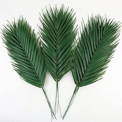 Ccinee Lot de 16 Feuilles de Palmier artificielles, Grandes Feuilles de Palmier artificielles, Fausses Plantes Tropicales avec tiges pour la Maison, la fête...