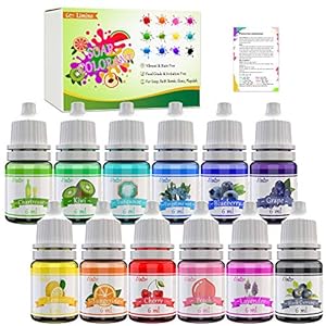 Limino 12 Color Bath Bomb Soap Dye – Skin Safe, Food Grade Coloring for Soap Making Supplies, DIY Bath Bomb Supplies Kit, Slime, Crafts – with Instructions