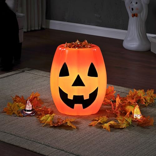 Mr. Halloween 18 in Jack-O-Lantern Candy Bowl with LED Lights, Blow Mold Trick or Treat Holder, Vintage Light Up Halloween Candy Dish - image 2