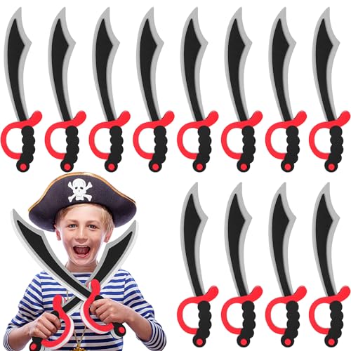 Shappy 12 Pcs 16.5 Inch Foam Swords Fake Sword Toys Cosplay Bulk Sword Prop Cosplay Weapon Prop for Dress up Accessories Parties Role Play(Pirate Sword)