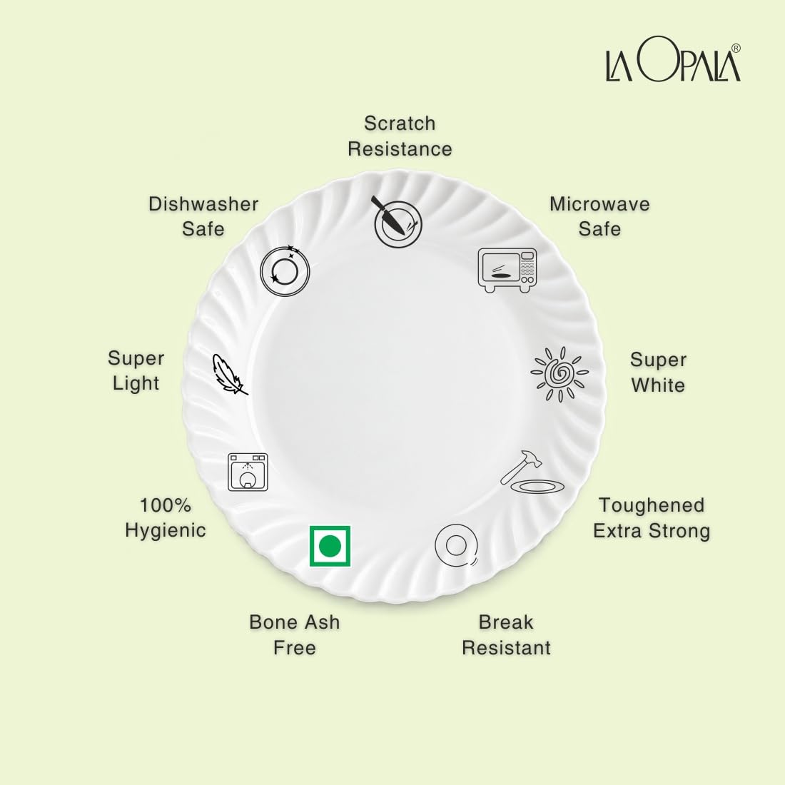La Opala Diva Classique Quarter Plate Set - 7.5" -6 La Opala Diva Classique Quarter Plate Set - 7.5" -6