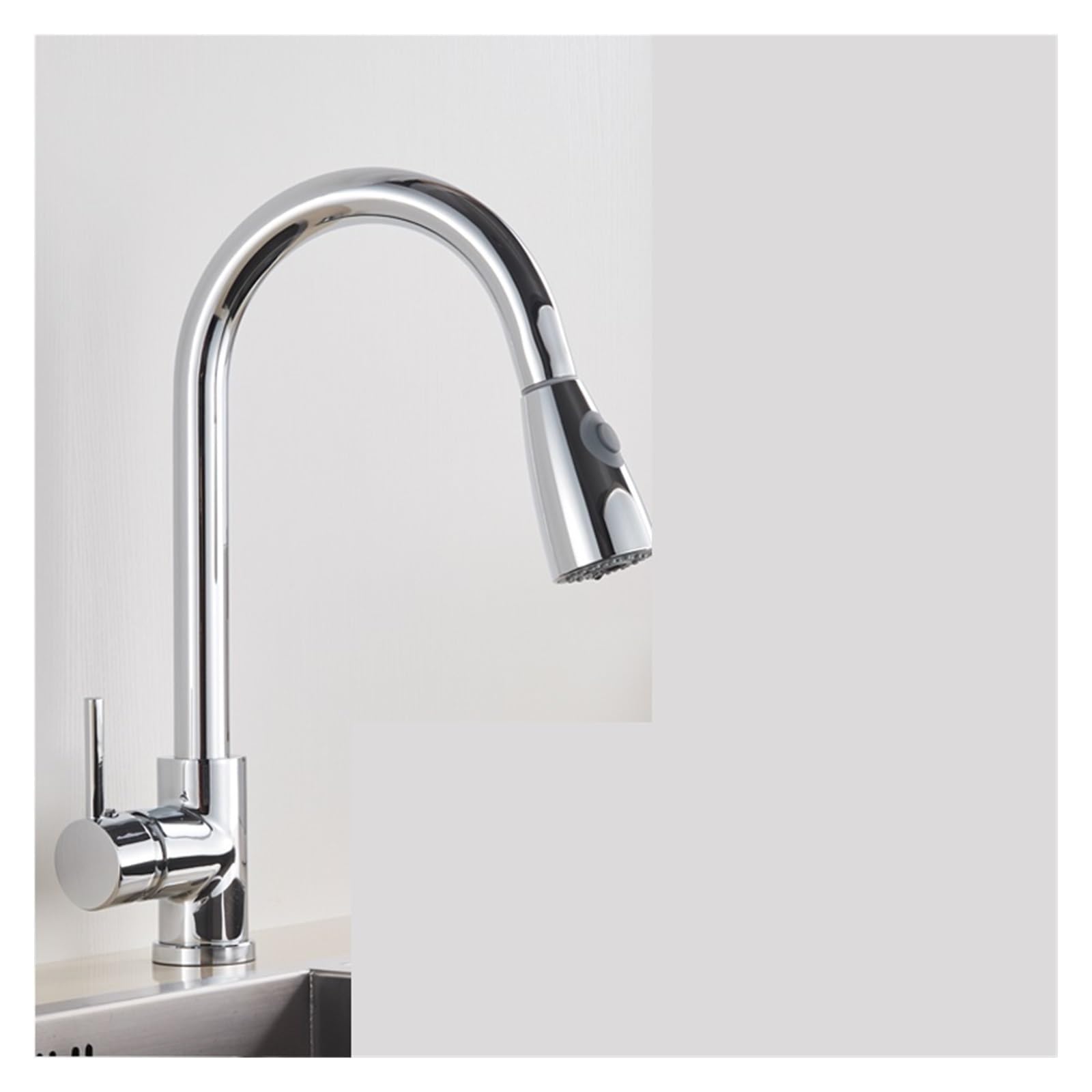 KKXXYQFC Black Pull Out Kitchen Sink Faucet Deck Mounted Stream Sprayer Mixer Tap Bathroom Hot Cold(Chrome A)