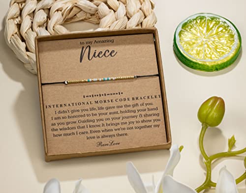 RareLove Niece Morse Code Beaded Bracelet Niece Gifts from Aunt Secret Message Jewelry Gift for Her, Waterproof Birthday Gift for Niece,Christmas Gift2