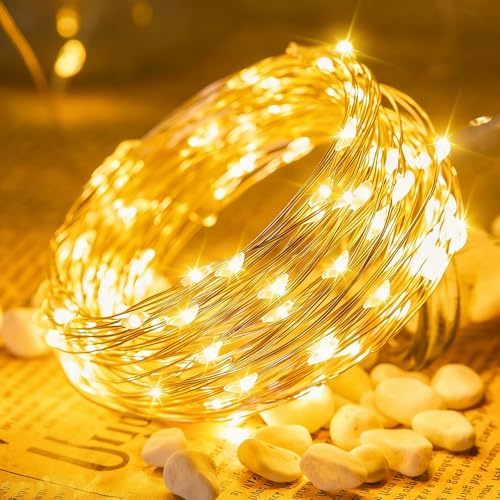 ALEGRE Led Lichterkette Batterie Timer 4M 40 LED Micro Kupferdraht Lichterkette mit Timer und Batterie Warmweiß Lichterketten Innen für Hochzeit Deko Geburtstag Geschenk Weihnachten Dekoration