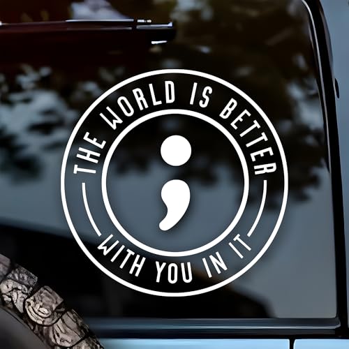 Image of The World Is Better With You In It Car Decal Introverted, Autistic Sticker for Car Window Bumper Truck Mental Health Positive Decals Vinyl Waterproof 6 Inches Car Accessories Stickers Gift for Mom Dad