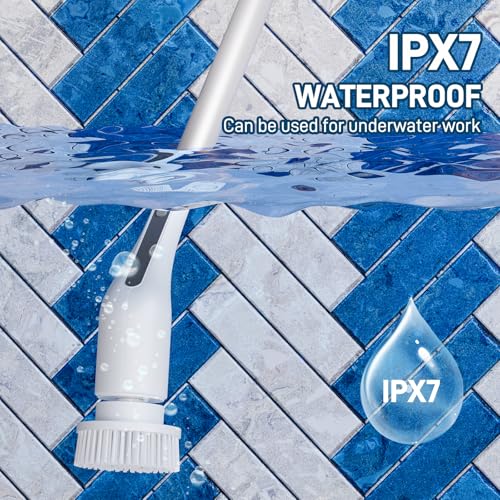 Image of FUNCCUBE Electric Spin Scrubber - Bathtub Shower Scrubber,Bathroom Cleaning Brush with Long Handle Floor Brushes,Power Cordless Automatic Handheld Mop Cleaner for Bath Tub Kitchen Tile Grout Hardwood