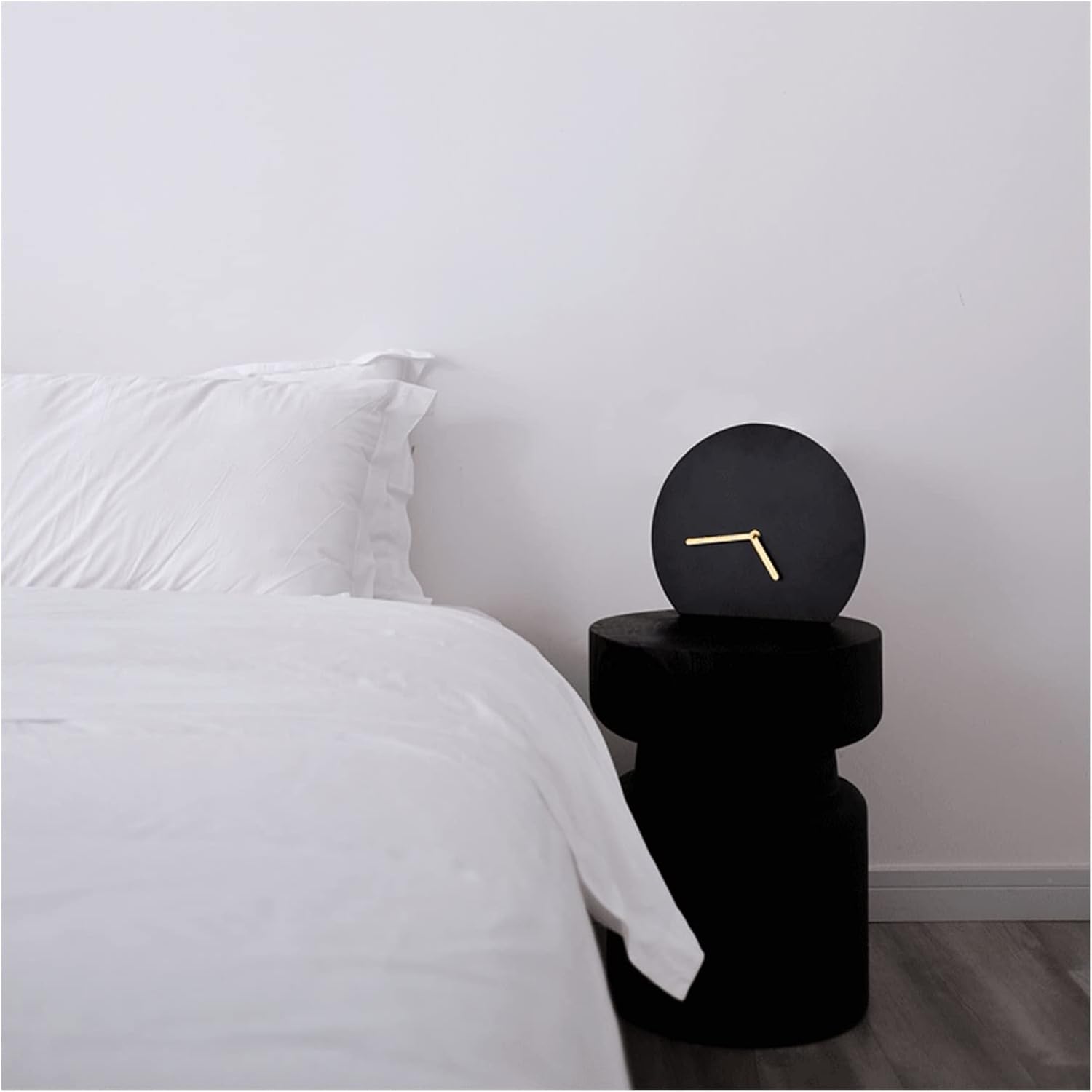 LUCBEI Mantle Clock Minimalist Style Metal Desk Clock Clock Desk Clock Irregular Round Pure Black Minimalist Desk Clock Desk Clock Vintage Mantel Clock