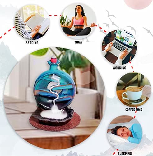 Incense Burner, Incense Holder, Ceramic Waterfall Backflow Incense Burner, 100 Backflow Incense Cones, Fragrance Incense Sticks, Aromatherapy, Home Decor, Kitchen Decor, Zen Decor, Gift Set #TOP3