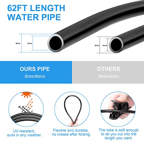 LADER Misters for Outside Patio, Misting Cooling System, 62FT (19M) Misting Line + 22 Brass Mist Nozzles + a Brass Adapter(3/4\"), Water Mister System for Outside Patio, Garden, Greenhouse, Trampoline