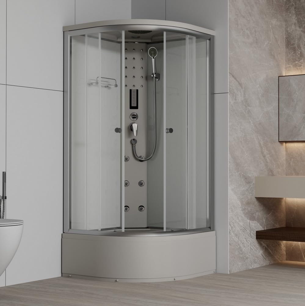 Bagno Italia Cabina de ducha hidromasaje 90 x 90 cm 6 chorros y bañera semicircular
