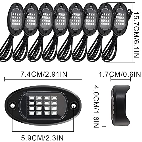 GSRECY RGB LED Rock Lights for Trucks, 8 Pods Rock Lights with App/Remote Control/Music Mode, Multilcolor Neon Underglow Wheel Well Light for ATV Pickup Off Road RZR UTV Golf Car Trailer Boat by GSRECY - Image 3