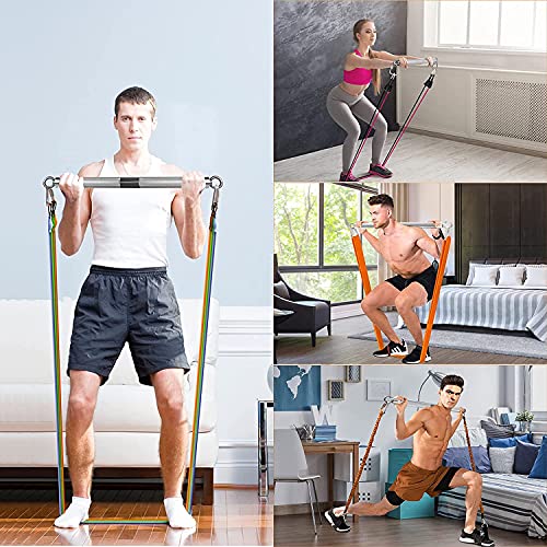 Teslang Resistance Bar, Heavy Duty Strength Training Bars For Resistance Bands, 500 Lbs Max Load Workout Bar For Chest Press Deadlift Squats Curl, Portable Home Workout Equipment #TOP1