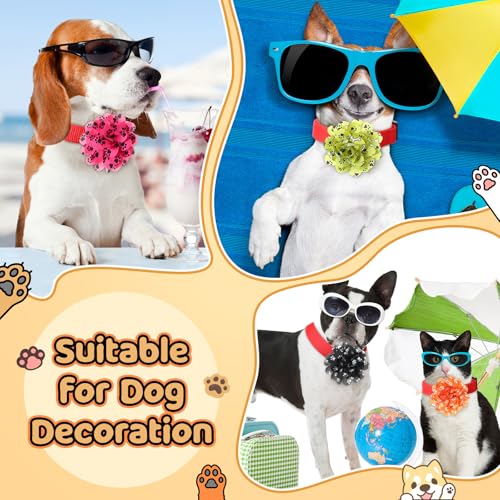 Huhumy 50 Pieces Paw Print Dog Collar Flowers Bulk Cute Footprints Dog Charms Grooming Accessories Bowtie Flower for Puppy Cat Collar Attachment Embellishment Pets Party Costume