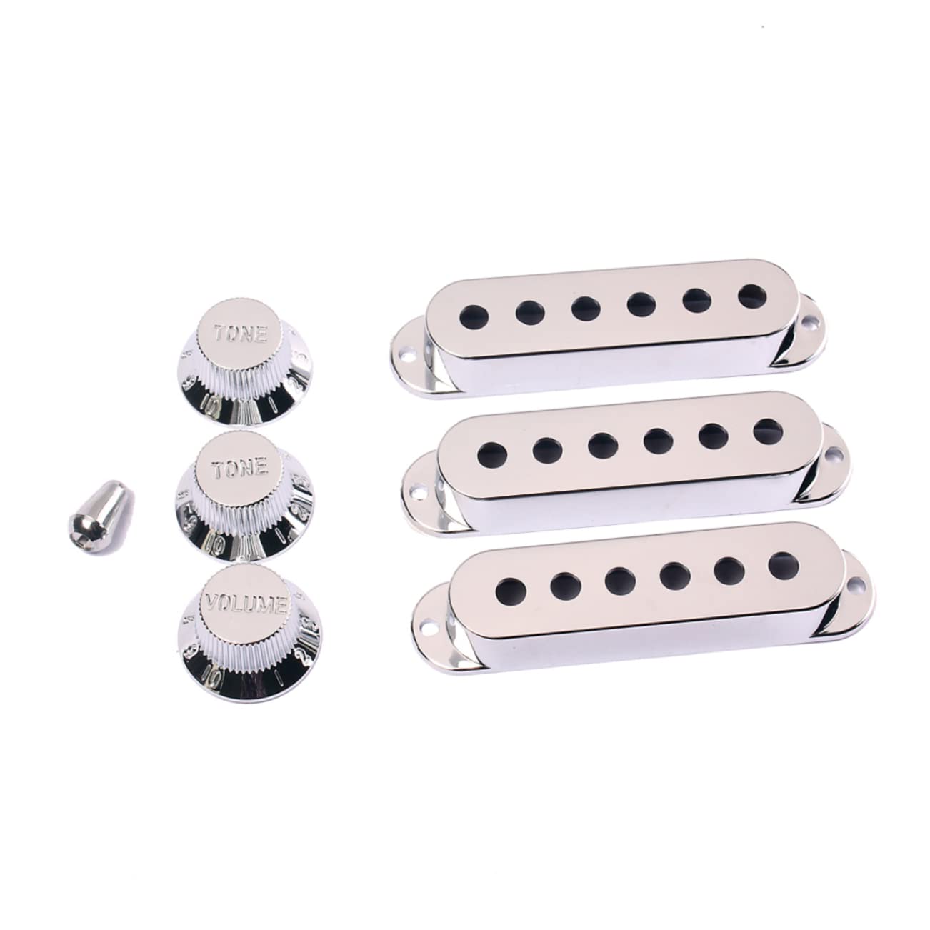 YARNOW Chrome Guitar Pickup Covers and Knob Tip Replacement Pickup Covers Volume and Tone Knobs Durable Accessory Kit