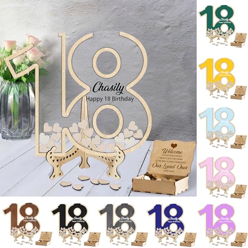 MHJUFGD Libro degli Ospiti Personalizzato per Il 18 Compleanno Testo del Nome Libro degli Ospiti Creativo per Il Compleanno Festa di Compleanno Ragazza Ragazzo 18 Anni (Stile 7)