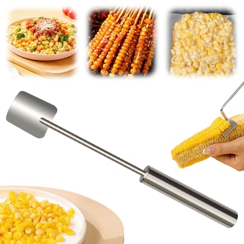 Pelador de mazorcas de maíz fácil de limpiar, pelador de maíz 2025 para maíz en la mazorca, herramienta de pelado de maíz de acero inoxidable de mango largo para cocina del hogar (1 unidad)