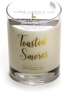 Sweet Smelling Toasted Smores Scented Natural Premium Soy Wax Candle,11oz. Glass, 110 Hours Burn Time, Low Smoke, Handcrafted in The USA