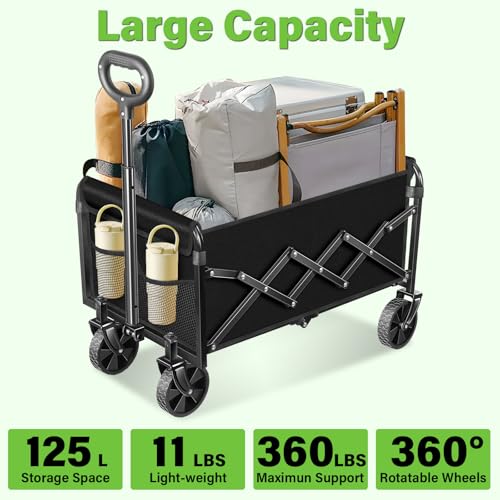 image for micieitie Wagons Carts Foldable - Collapsible Wagon Cart with Wheels �