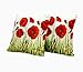 SAIAOS Juego de 2 Funda de Cojín 65x65cm,Flores de Amapola roja y patrón de Hierba,Fundas de Almohada para Cojines Decorativos para Sofá Cama Coche Hogar
